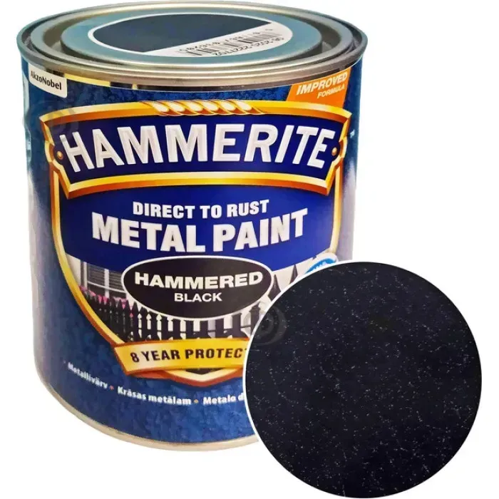 Краска по металлу 3-в-1 Hammerite молотковая Hammered Черный