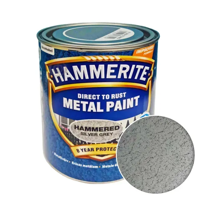 Краска по металлу 3-в-1 Hammerite молотковая Hammered Серебристо-серый